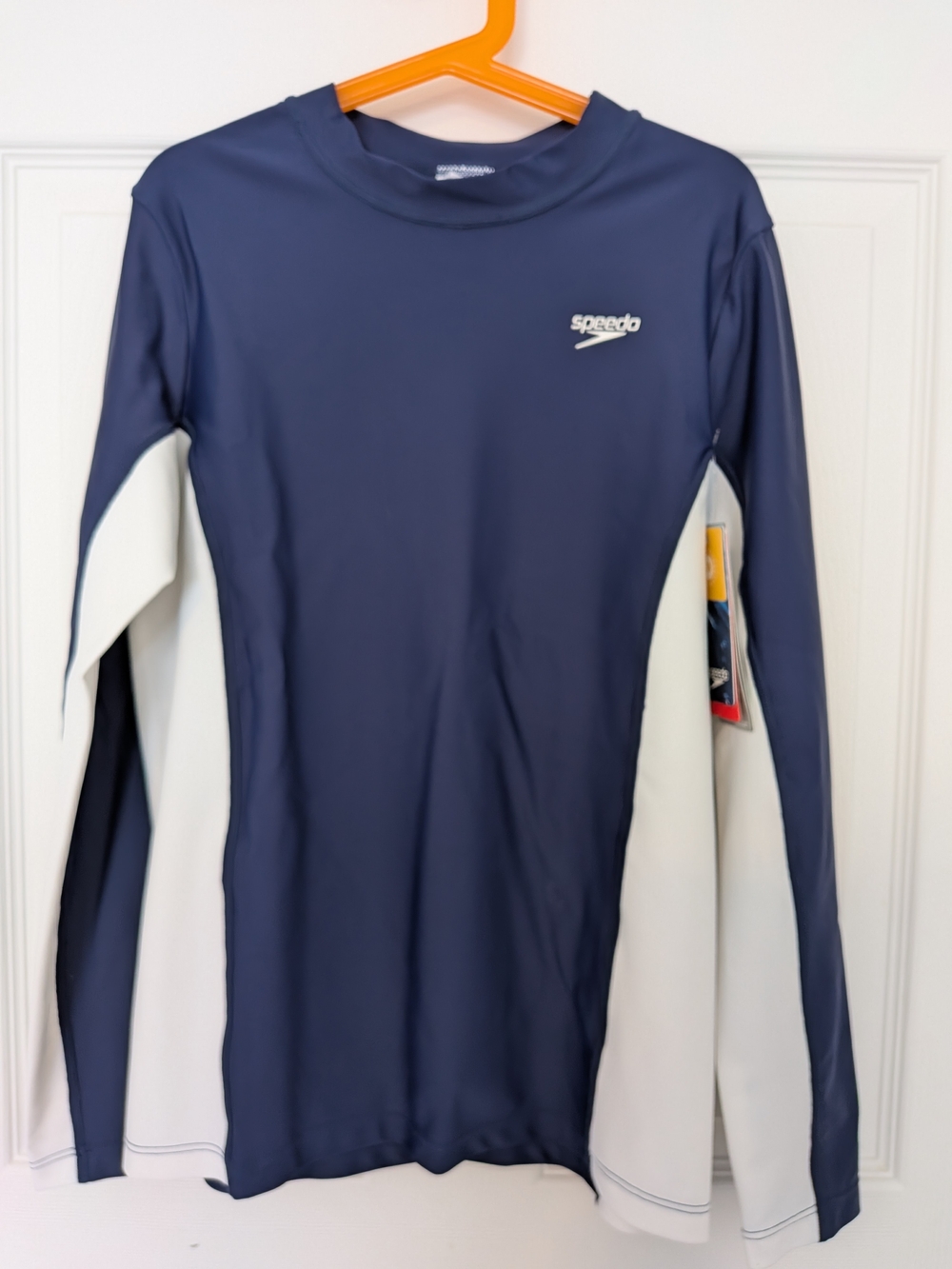 Speedo Kid's Navy & White Long Sleeve Rash Guard BNWT